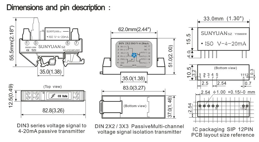 Voltage Signal 0-2.5V to 4-20mA Isolator Module